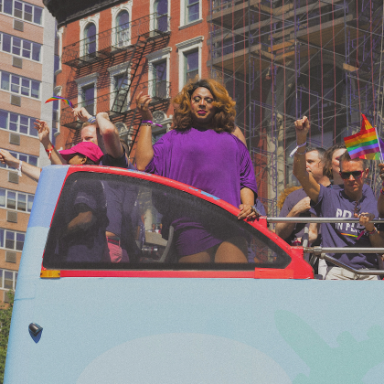Women and men at NYC Pride 2019.