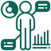 person standing with various graphs around them